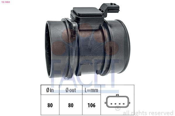 Sensor de fluxo (consumo) de ar, medidor de consumo M.A.F. - (Mass Airflow) Renault Megane III DZ0, DZ1