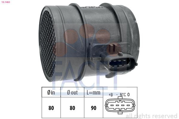 Sensor de fluxo (consumo) de ar, medidor de consumo M.A.F. - (Mass Airflow) para Iveco Daily III 