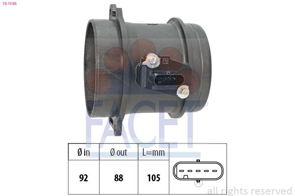 Sensor de fluxo (consumo) de ar, medidor de consumo M.A.F. - (Mass Airflow) para Audi Q7  4MB, 4MG, 4MQ