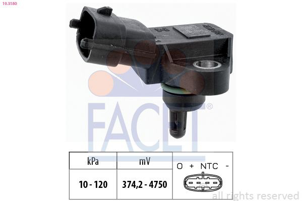 103180 Facet Sensor de pressão no coletor de admissão, MAP