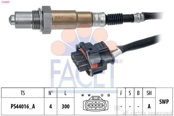 108267 Facet Sonda lambda, sensor de oxigênio depois de catalisador