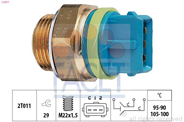 75677 Facet Sensor de temperatura do fluido de esfriamento (de ativação de ventilador do radiador)