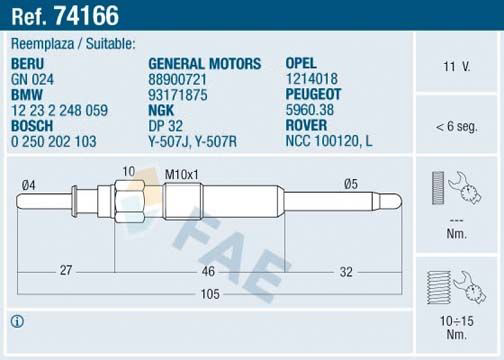 74166 FAE Vela de incandescência