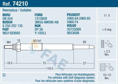 74210 FAE Vela de incandescência