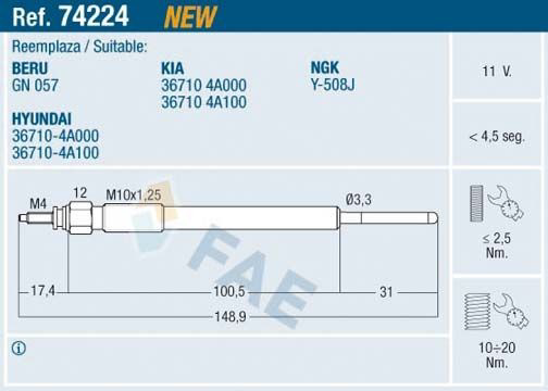 74224 FAE Vela de incandescência