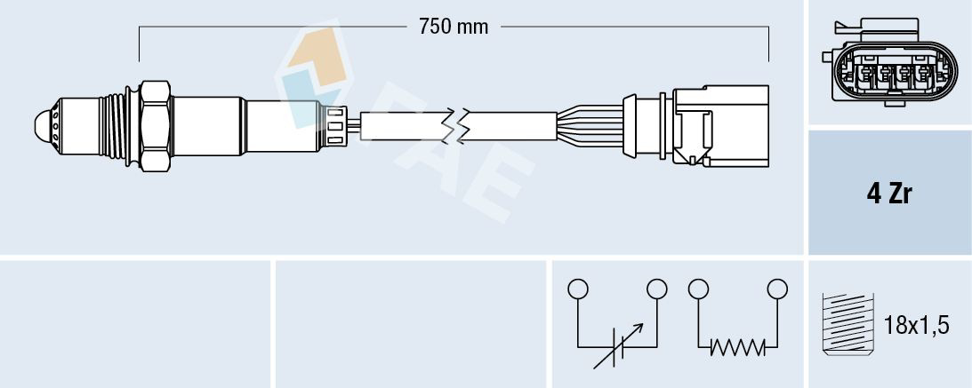 77399 FAE Sonda lambda, sensor de oxigênio até o catalisador