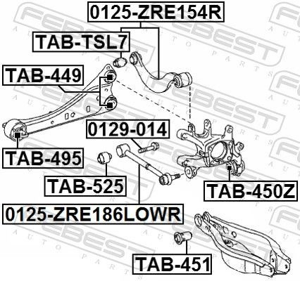 Compre 0125ZRE154R Febest Braço oscilante superior esquerdo/direito de suspensão traseira