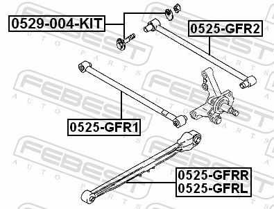 Braço oscilante (tração) longitudinal inferior direito de suspensão traseira Febest 0525GFRR preço, a partir de 28,87 USD