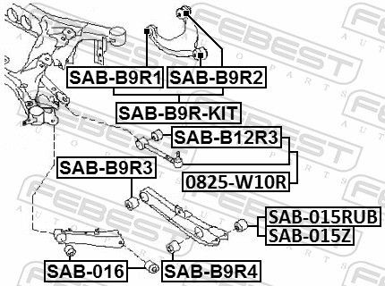 Bloco silencioso do braço oscilante superior traseiro Febest SABB9R1 preço, a partir de 12,48 USD
