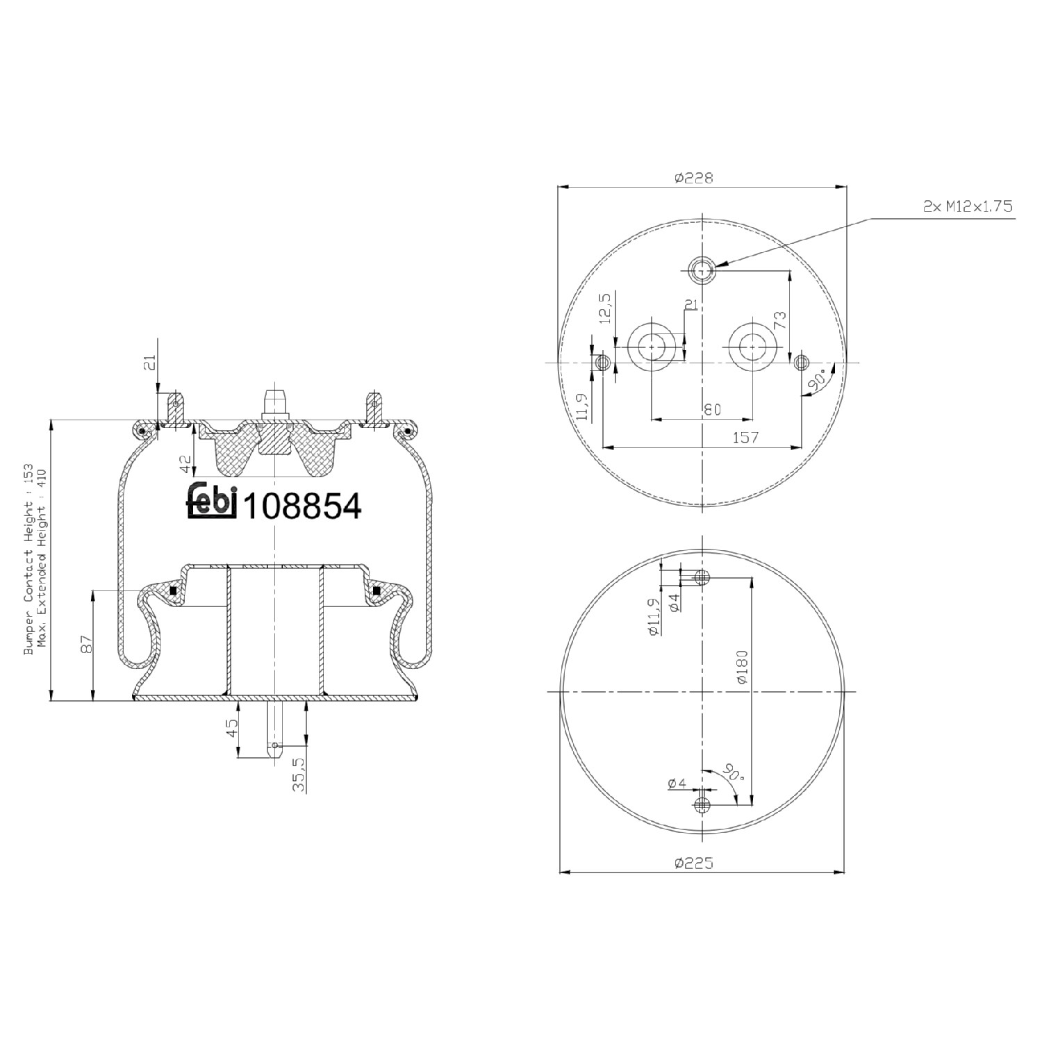 Coxim pneumático (suspensão de lâminas pneumática) do eixo Scania 1362143 preço, a partir de 115,63 USD