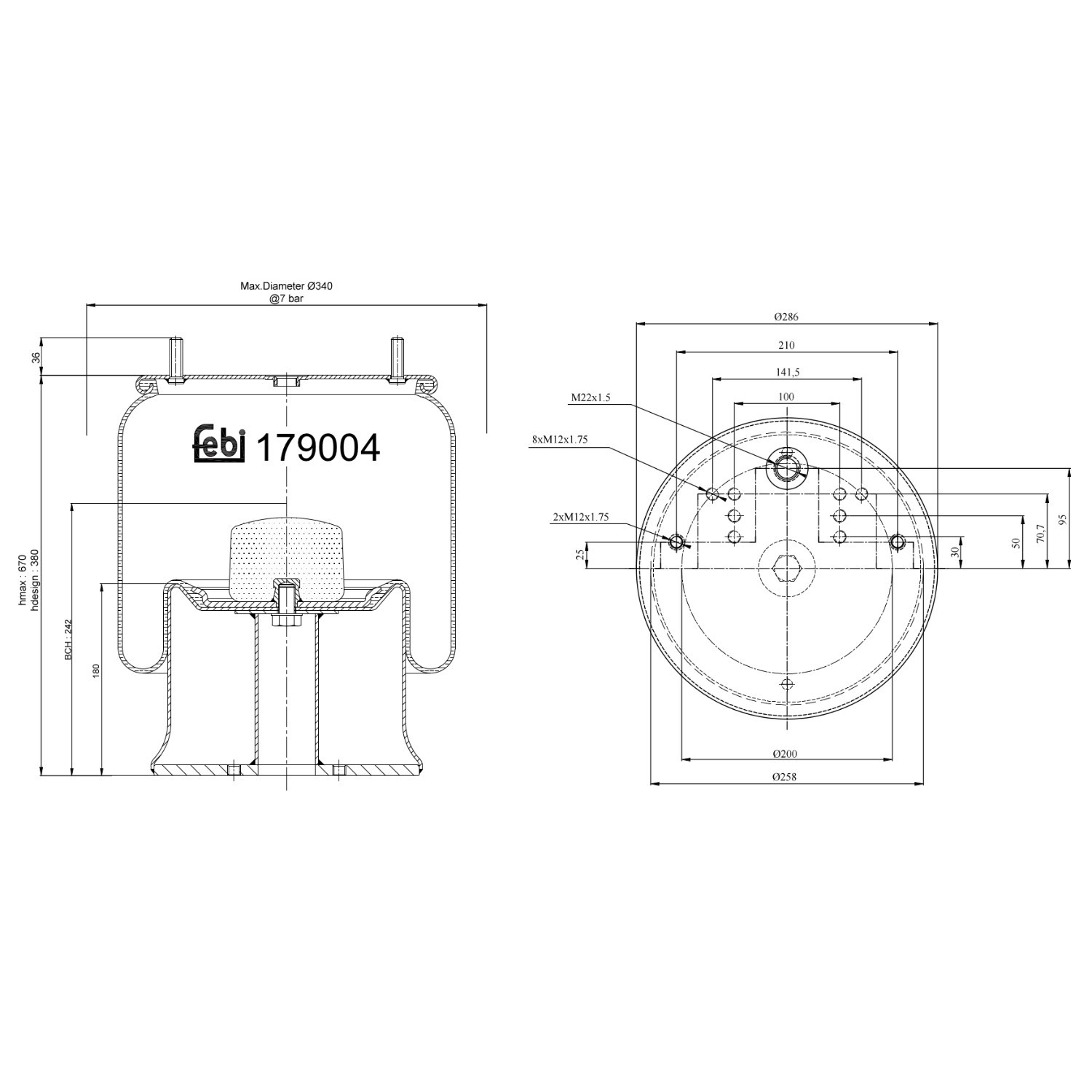 Coxim pneumático (suspensão de lâminas pneumática) do eixo 9463281501 Mercedes