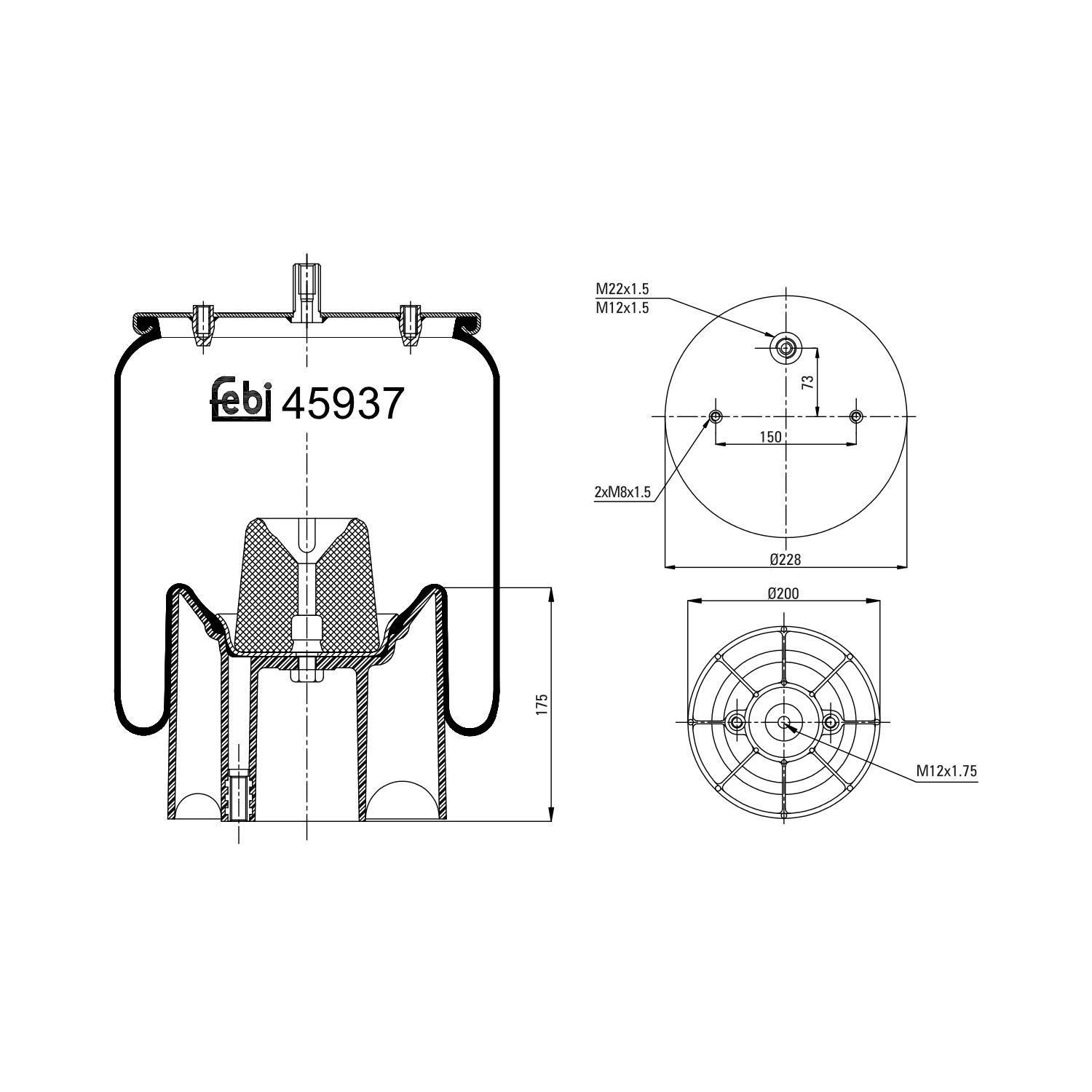 Coxim pneumático (suspensão de lâminas pneumática) do eixo Auger AU346318KP preço, a partir de 105,21 USD