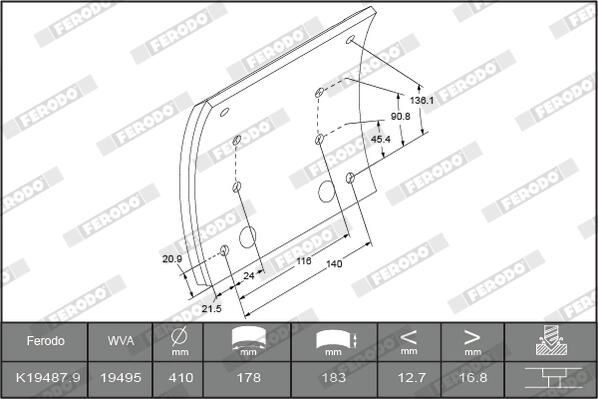Placa sobreposta do freio dianteira (TRUCK) A6174231330 Mercedes