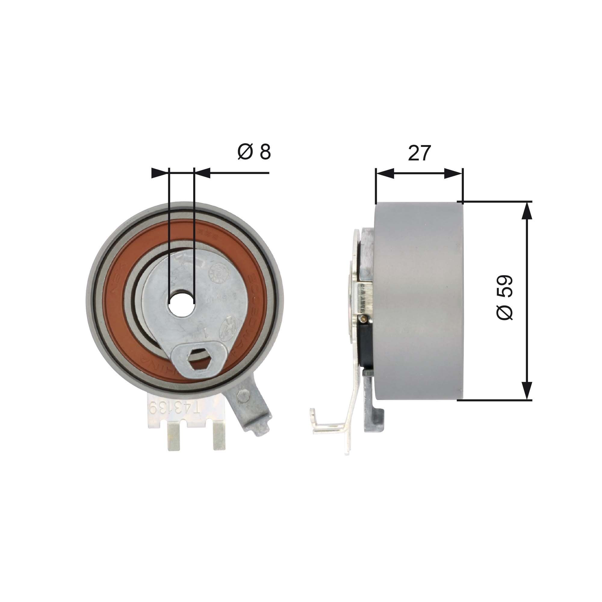 Compre T43139 Gates Rolo de reguladora de tensão da correia do mecanismo de distribuição de gás