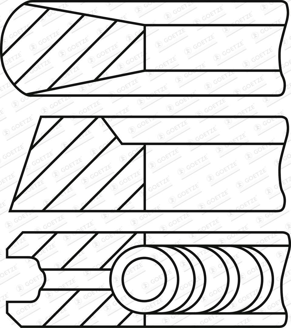 0844760000 Goetze Kit de anéis de pistão de motor, 2ª reparação ( + 0,50)