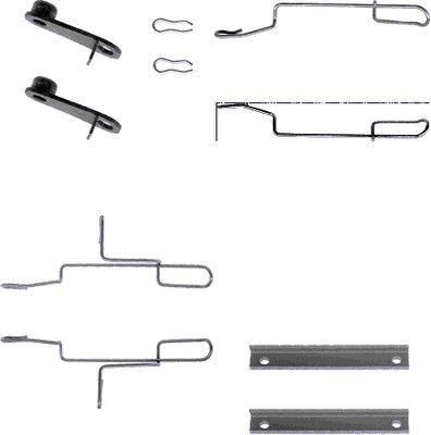  Kit de molas de fixação de sapatas de disco dianteiras Peugeot 306 hatchback (7A) (1993 - 2001) 