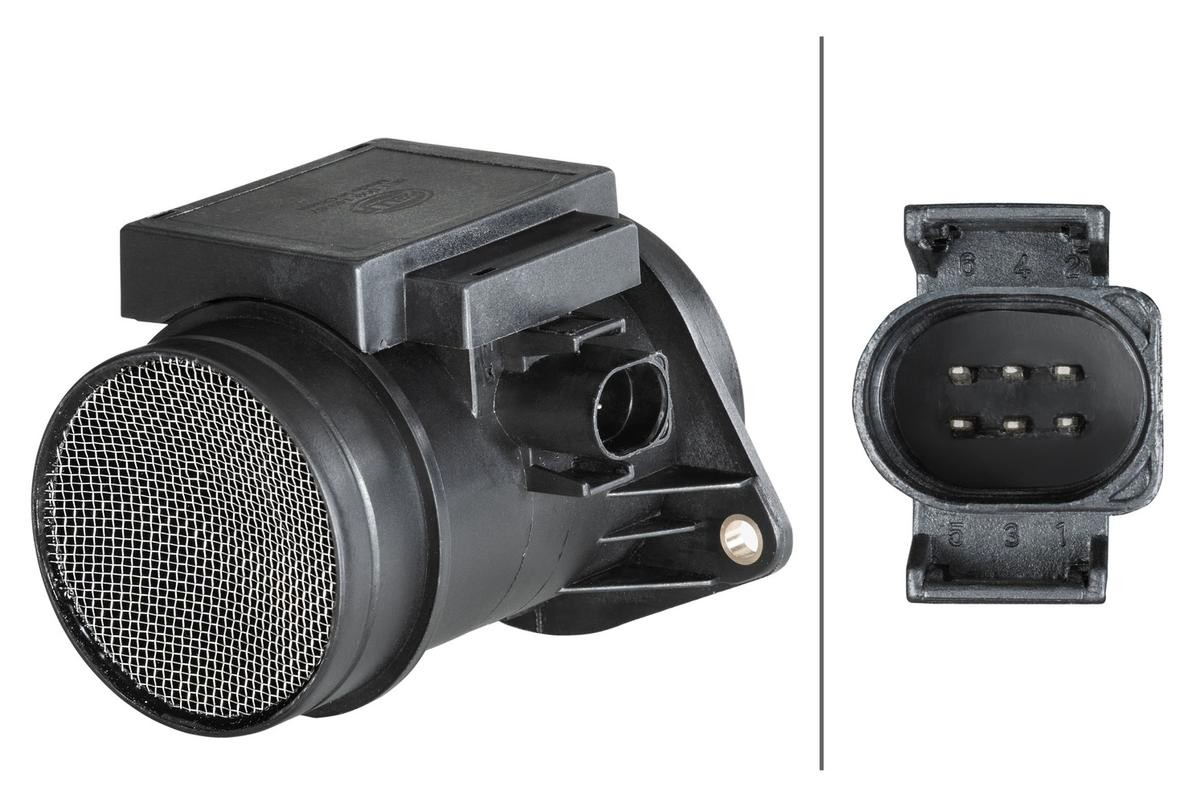 Compre 8ET009149671 HELLA Sensor de fluxo (consumo) de ar, medidor de consumo M.A.F. - (Mass Airflow)