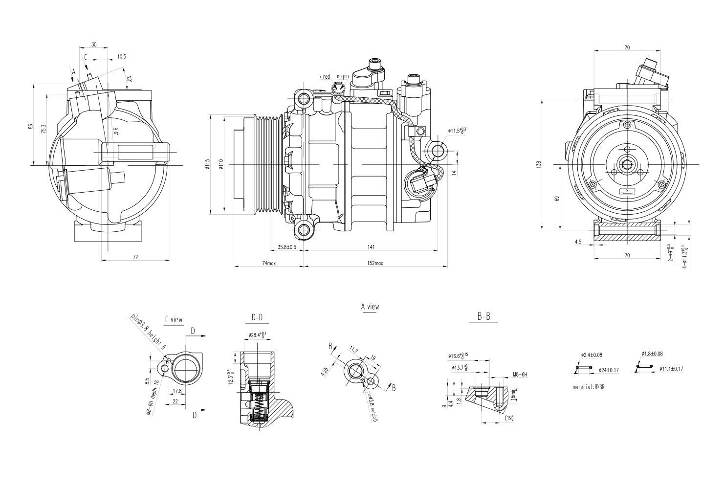 Compressor de aparelho de ar condicionado Mercedes Vito II 639