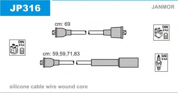 Fios de alta voltagem, kit B169 Bosch