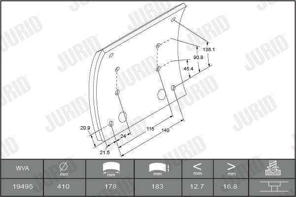 Compre KBL1949511660 Beral Placa sobreposta do freio dianteira (TRUCK)