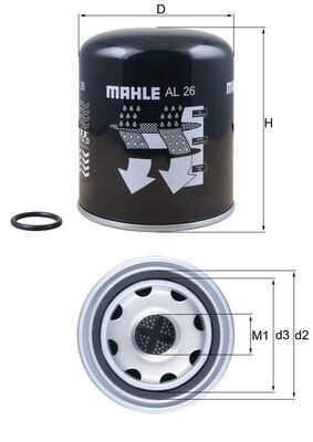 AL26 Mahle Original Filtro de secador de ar (separador de umidade e óleo) (TRUCK)