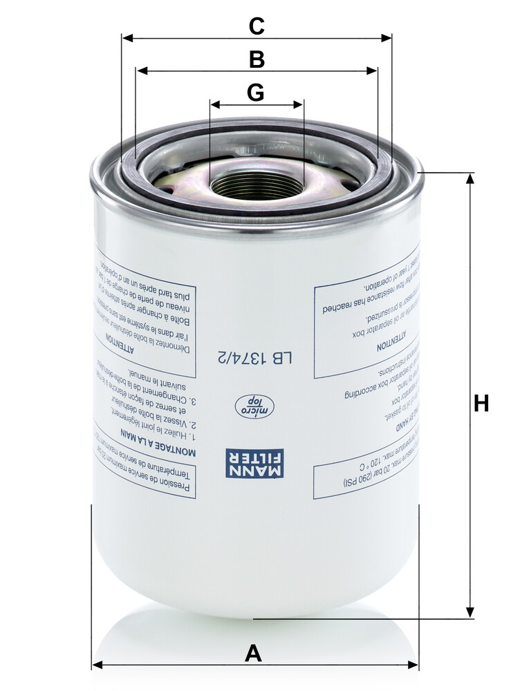 Filtro de secador de ar (separador de umidade e óleo) (TRUCK) Donaldson P783184 preço, a partir de 80,20 USD