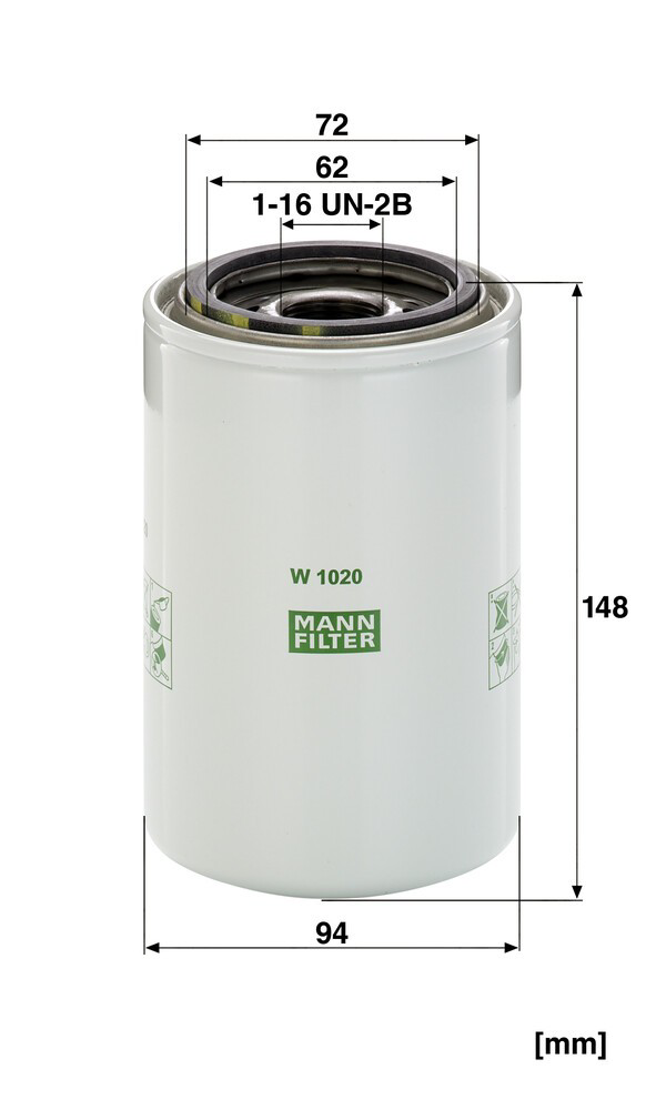 Filtro de óleo W1020 Mann-Filter