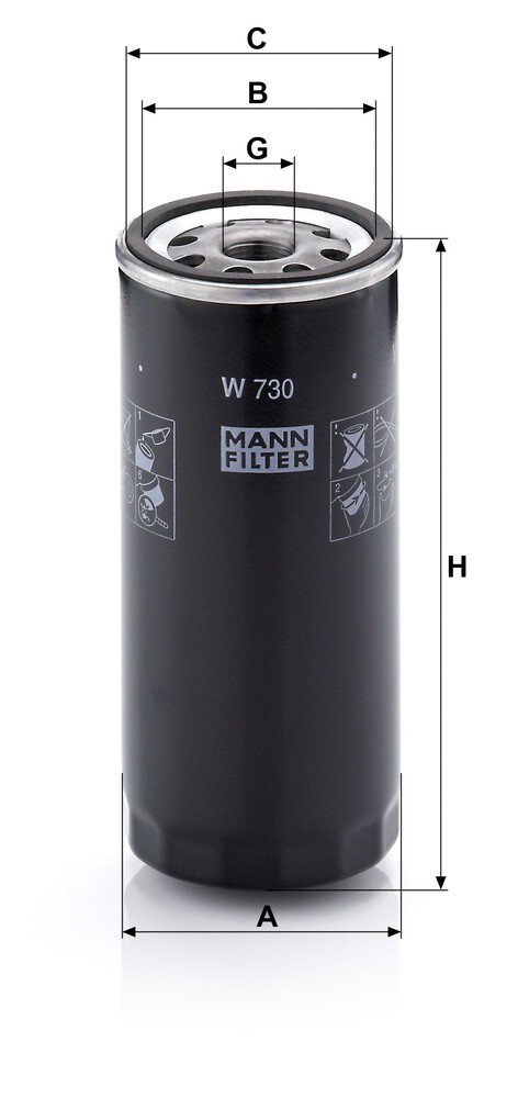 Filtro de óleo Mann-Filter W730 preço, a partir de 11,73 USD