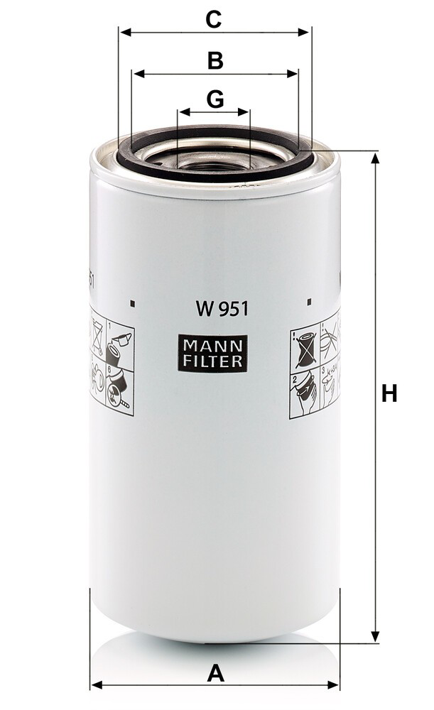W951 Mann-Filter Filtro de óleo