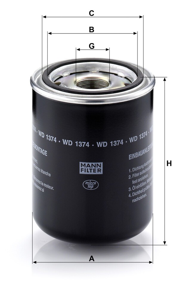 WD1374 Mann-Filter Filtro de óleo