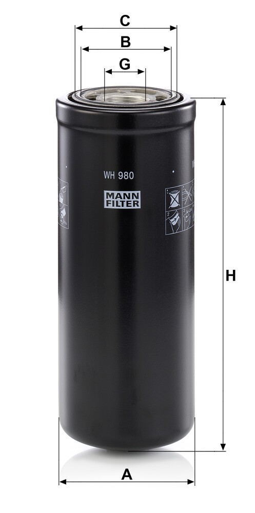 Filtro do sistema hidráulico Mann-Filter WH980 preço, a partir de 49,16 USD