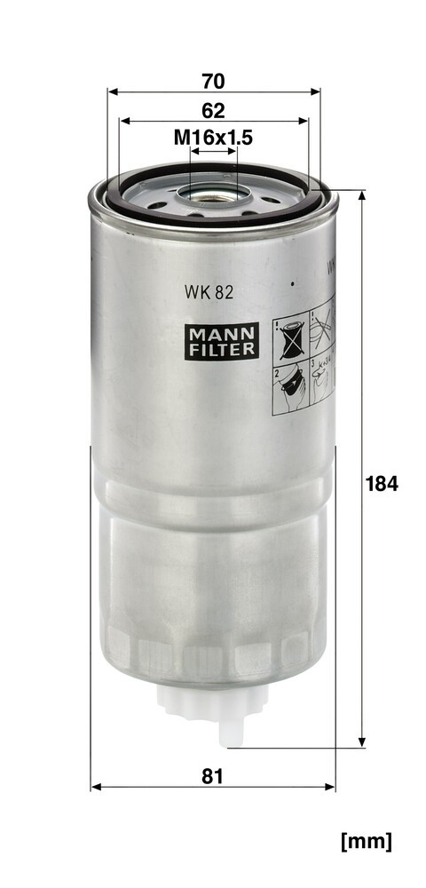 Filtro de combustível WK82 Mann-Filter