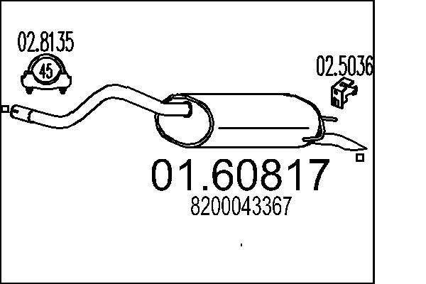 0160817 MTS Silenciador, parte traseira