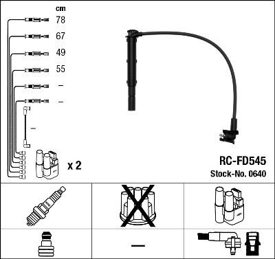 Fios de alta voltagem, kit 640 NGK