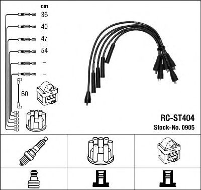 0905 NGK Fios de alta voltagem, kit