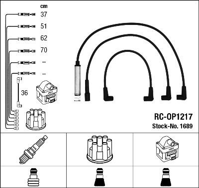 1689 NGK Fios de alta voltagem, kit