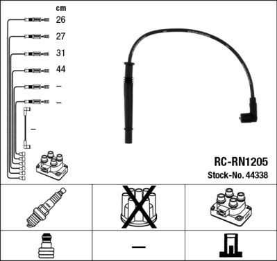 Fios de alta voltagem, kit 44338 NGK