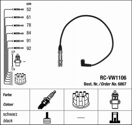 6867 NGK Fios de alta voltagem, kit