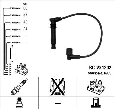 6983 NGK Fios de alta voltagem, kit