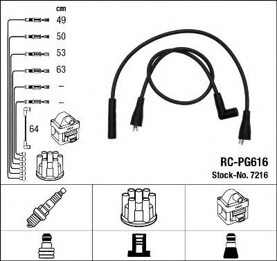 7216 NGK Fios de alta voltagem, kit