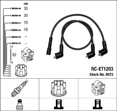 9072 NGK Fios de alta voltagem, kit