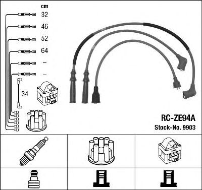 9903 NGK Fios de alta voltagem, kit
