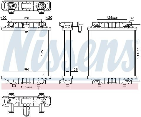 Radiador de esfriamento de motor adicional Nissens 60339