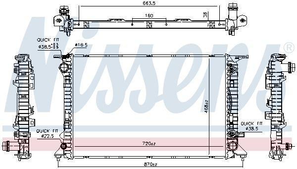 Radiador de esfriamento de motor VAG 95B121251