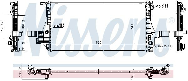 Radiador de esfriamento de motor para Volvo XC40  536