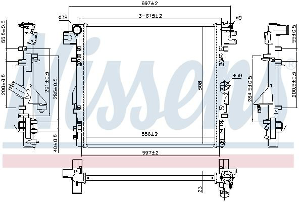 Radiador de esfriamento de motor 61037 Nissens