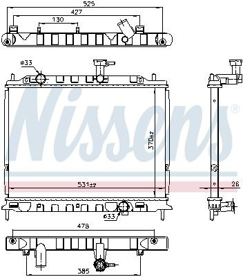 Radiador de esfriamento de motor Nissens 66666 preço, a partir de 122,49 USD