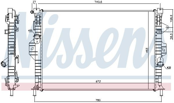 Radiador de esfriamento de motor Nissens 69253
