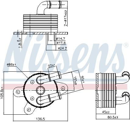 90842 Nissens Radiador de esfriamento, Caixa Automática de Mudança
