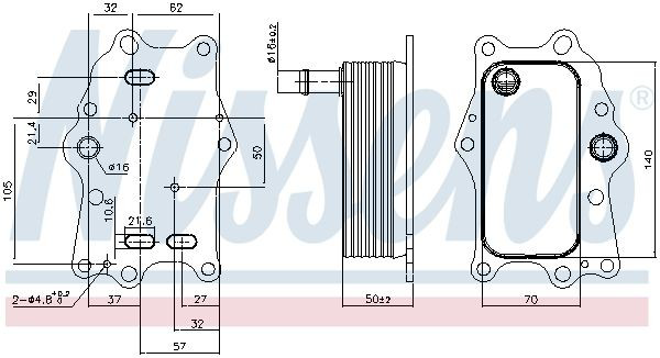 Radiador de óleo (frigorífico), debaixo de filtro Nissens 91165 preço, a partir de 90,39 USD